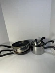 Vintage Farberware Pots And Pans Cookware Lot Used Kitchen Set. Fixed Price $42.49.