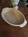 Pampered Chef Family Heritage Stoneware Oval Baker Dish Vanilla Glaze 210105 Usa. Fixed Price $20.00.