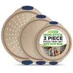 Nutrichef 3-PIECE Pizza Tray Set With Silicone Handles (gold). Fixed Price $43.49.
