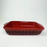Chalet Kitchen Collection Ceramic Rectangular Baker Serving Dish Red Black Plaid. Fixed Price $23.18.