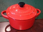 Le Creuset Mini Cocotte 10 Cm 8OZ Carmin Red With Black Knob & Lid New. Fixed Price $22.00.