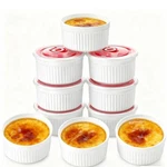 Mfacoy Ramekins With Lids Set Of 6, 8 Oz Porcelain Creme Brulee Souffle White. Fixed Price $20.41.
