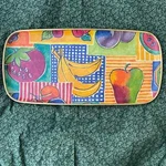 Vintage Keswick Uk Fiberglass Tray With Fruit Motif 15" X 7" Awesome!!. Fixed Price $32.40.