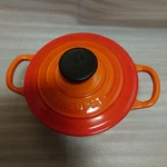 Creuset Cocotte Ronde 14CM Orange Cast Iron Double Handle Pot Used. Fixed Price $138.65.