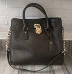 Michael Kors Dark Brown Safiano Leather Hamilton Large Tote Shoulder Bag AP-1306. Fixed Price $40.00.