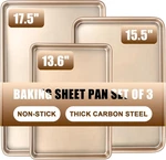 Pan Set Of 3, Commercial Cookie Sheets For Baking, Nonstick Half/qu. Fixed Price $31.94.