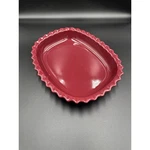 Rare Vintage Chantal Maroon Scalloped Oval Baking Dish 11 9 Glazed Stoneware. Fixed Price $19.95.