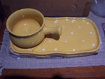 Temp-tations Yellow Mustard Polka Dots By "tara" Soup Bowls Sandwich Plates Nib. Fixed Price $24.95.