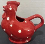Temp-tations Ceramic Rooster Chicken Red/white Polka Dot Creamer. Fixed Price $16.99.