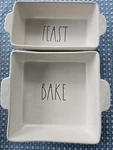 Rae Dunn Feast Bake Baking Dish Set 2 Pc White Ll Artisan Casserole Square New. Fixed Price $35.00.