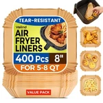 400 Pcs Air Fryer Liners Disposable, 8" Heavy-duty Square, Natural. Fixed Price $38.63.