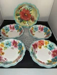 Set Of 4 Pioneer Woman Breezy Blossoms Cereal Bowls & Delaney 9 Serving. Fixed Price $28.00.