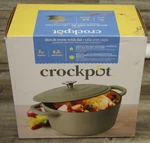 Crockpot Artisan 7 Qt Round Enameled Matte Green Cast Iron Dutch Oven. Fixed Price $104.99.