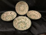 4 - Temptations Old World Green Soup / Cereal Bowls Euc. Fixed Price $24.00.