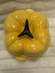 Creuset Petite Yellow Bell Pepper Stoneware Cocotte Mini Casserole With Lid. Fixed Price $44.00.