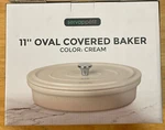 Servappetit Cream Oval Covered Baker With Lid 11" 3.5" Baking Dish New Box. Fixed Price $22.99.