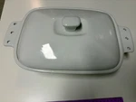 13" White Wolfgang Puck Ceramic Baking Casserole Dish. Fixed Price $48.00.