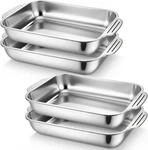 4 Pcs 9 X 13 Inch Stainless Steel Cake Pan With Handle, Dishwasher Safe Rectangl. Fixed Price $40.23.