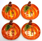 Temptations By Tara Pumpkin Plates Dessert Fall Autumn Thanksgiving Set Of 4. Fixed Price $32.00.