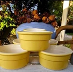 Cermer X6 Ceramic Yellow Ramekins Souffl Custard Flan Brule Dip Dishes Spain.. Fixed Price $30.00.