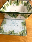 Temptations Hometown Christmas Baking Dish Glass Trivet 8" Square. Fixed Price $13.99.