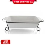 Gibson Elite 2PC Rectangular Stoneware Bakeware Set Metal Rack Oven Safe. Fixed Price $51.99.