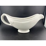 Vintage Hall China White Gravy Boat Sauce Embossed Made Usa. Fixed Price $12.00.