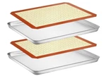 Baking Sheet With Silicone Set, Stainless Steel Cookie Pan Mat,. Fixed Price $31.34.