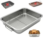 Stainless Steel Roasting Pan With Rack & HANDLES,15.5" X 11.6"- Food No Coati.... Fixed Price $50.07.