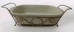 Vintage Pfaltzgraff 32OZ Stoneware Casserole Dish & Metal Carrier Oven-to-table. Fixed Price $14.00.