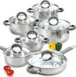 Home Kitchen Cookware Set, 12-PIECE Basics Stainless Steel Pots And Pans. Fixed Price $150.29.