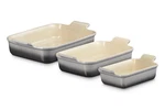 Le Creuset Stoneware Of 3 Heritage Rectangular Dishes Oyster. Fixed Price $209.65.