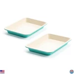 13" X 9" Quarter Sheet Baking Pans Set, Pfas-free Nonstick, Oven Safe, Turquoise. Fixed Price $47.03.