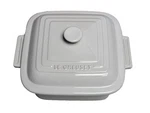 Creuset Stoneware 3-QUART Square Casserole With Lid White. Fixed Price $104.99.