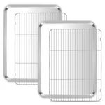 E-far Large Baking Sheet With Wire (2 Pans + Racks), 20''X14'', Silver. Fixed Price $60.89.