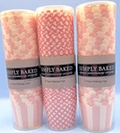 Simply Baked Paper Baking Cups 3 25 Piece Packs Pink White Striped Oz Sealed. Fixed Price $16.00.