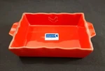 Chantal Red Gray 1.2QT Ceramic Baking Dish 93-EDRT22 Retail Sticker. Fixed Price $16.00.