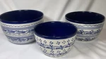 Temp-tations Presentable Ovenware By Tara Blue Folk Art 3 Bowl Set Nesting. Fixed Price $35.00.
