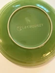 Le Creuset Green Beige Large Round Bowl 10-1/2 X 2.5 H Appears Unused. Fixed Price $37.00.