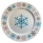 Set Of 4 Temptations Snowflake Plate Blue Pink Gray White Winter Holiday Round. Fixed Price $37.50.