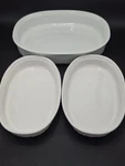 Corningware Set Of French White Ribbed Casserole Dishs (1) F-6-B (2) F-23-B. Fixed Price $34.99.