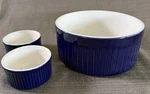 Emile Henry Baking Dish & Ramekins Set Of 3 Blue Ceramic 9 Inch Made France. Fixed Price $44.95.