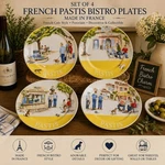 Revol Porcelain Plate, French Pastis Pattern, Yellow Multic. Set 4 Glossy Round. Fixed Price $79.99.
