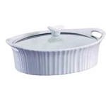Corningware Casserole Dish White 2.5-QT Oval Ceramic Glass Lid Microwave Safe. Fixed Price $49.00.