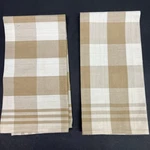 Now Designs Linen Style Plaid Dish Towel Set Of Tan White 22" X 25". Fixed Price $15.30.