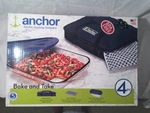 Anchor Hocking 4-PIECE 3 Qt. Portable Bake Dish Navy. Fixed Price $14.15.
