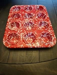 Crow Canyon Muffin Pan, Red Marble. Fixed Price $30.00.