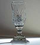 Vintage Godinger Crystal Diamond-cut Clear Glass Table Lamp, Silver Metal Base. Fixed Price $65.00.