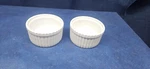 Crate & Barrel SET/2 White Ribbed Porcelain Ramekins Oven To Table Ready Euc. Fixed Price $12.99.