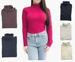 Ladies Marks Ribbed Roll Neck Top Cotton High Pink Brown Black Long Sleeved. Fixed Price $10.68.